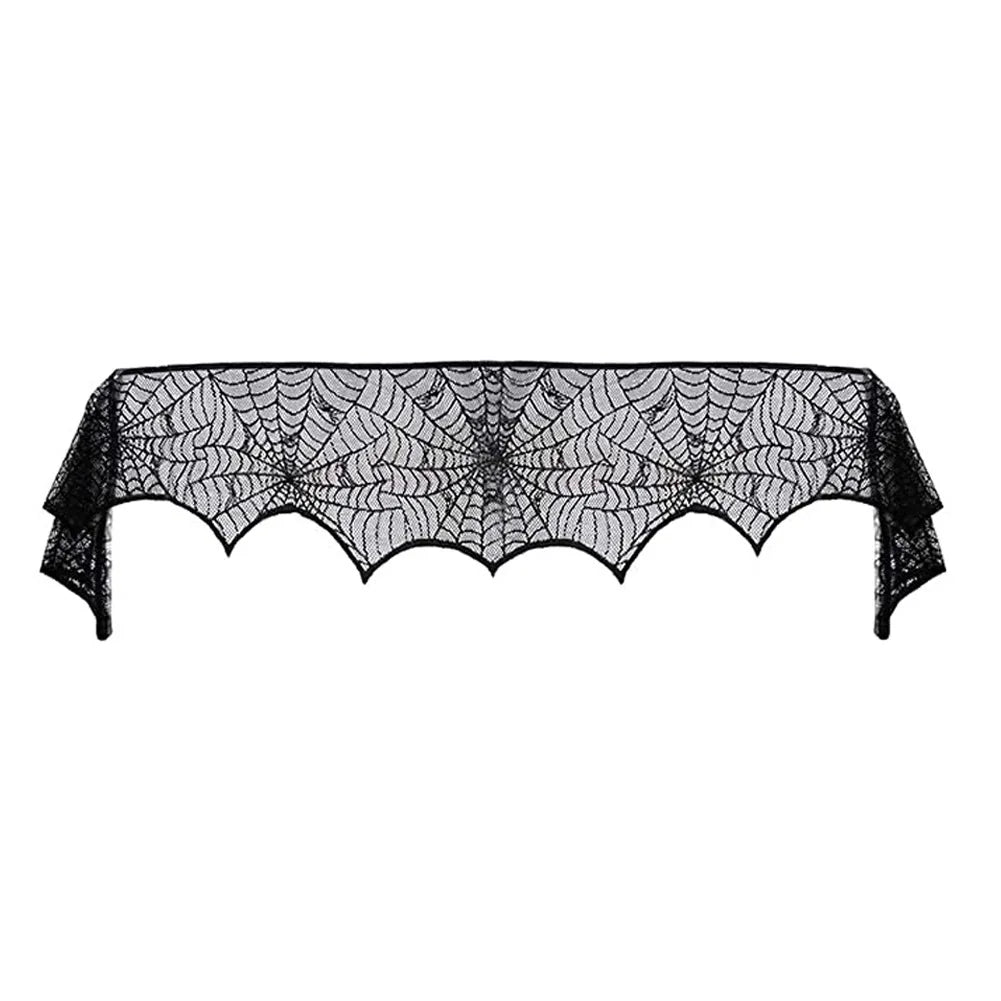 Halloween Spider Web Tablecloth Set, Reusable 100% Polyester Mantel and Table Decor for Party, Home and Outdoor Display - product view 2