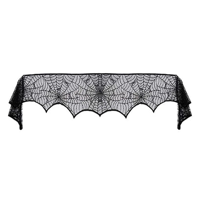 Halloween Spider Web Tablecloth Set, Reusable 100% Polyester Mantel and Table Decor for Party, Home and Outdoor Display - product view 2