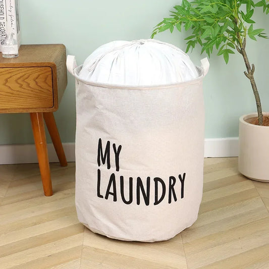 Foldable Laundry Basket, Waterproof Oxford Clothes and Toy Storage Bucket, 35 x 45 cm, Handles, White or Black for Home and Travel - product view 1