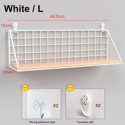 Wall Mounted Wall Shelf, Metal Frame and Wood Laminate Organizer, Reusable Single Shelf for Kitchen, Bathroom or Bedroom - product view 4