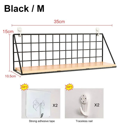 Wall Mounted Wall Shelf, Metal Frame and Wood Laminate Organizer, Reusable Single Shelf for Kitchen, Bathroom or Bedroom - product view 5