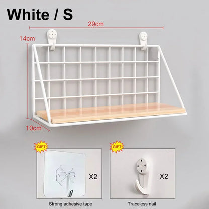 Wall Mounted Wall Shelf, Metal Frame and Wood Laminate Organizer, Reusable Single Shelf for Kitchen, Bathroom or Bedroom - product view 6
