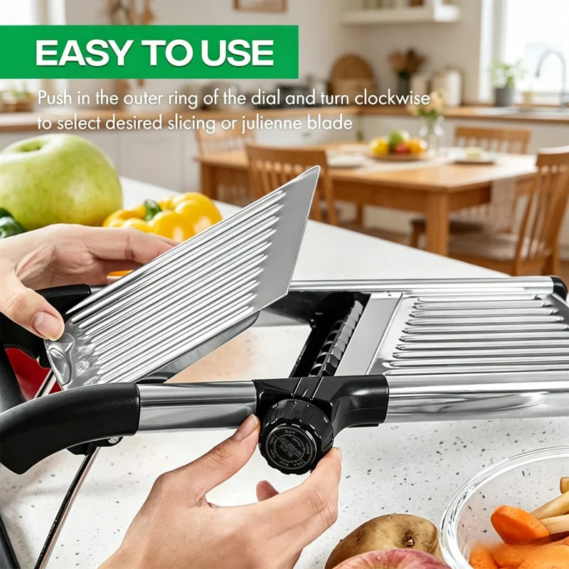 Adjustable Mandoline Slicer, Stainless Steel Blade and Body, Multi-Purpose Vegetable and Fruit Cutter, Model JT213, 1027 - product view 2