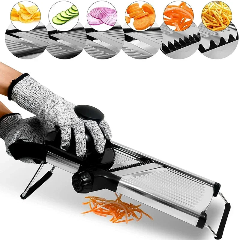 Adjustable Mandoline Slicer, Stainless Steel Blade and Body, Multi-Purpose Vegetable and Fruit Cutter, Model JT213, 1027 - product view 3