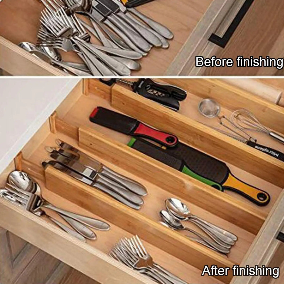 Plastic Drawer Divider Organizer, 43cm or 56cm Options, Storage Partition for Kitchen, Closet, Bathroom and Office Drawers - product view 4
