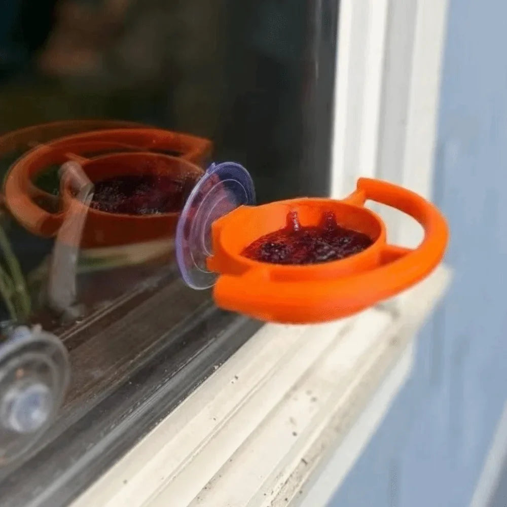 Orange Window Bird Feeder, Plastic Suction Cup Feeding Station with Water Drinker, 7 cm Mount for Bird Watching - product view 3