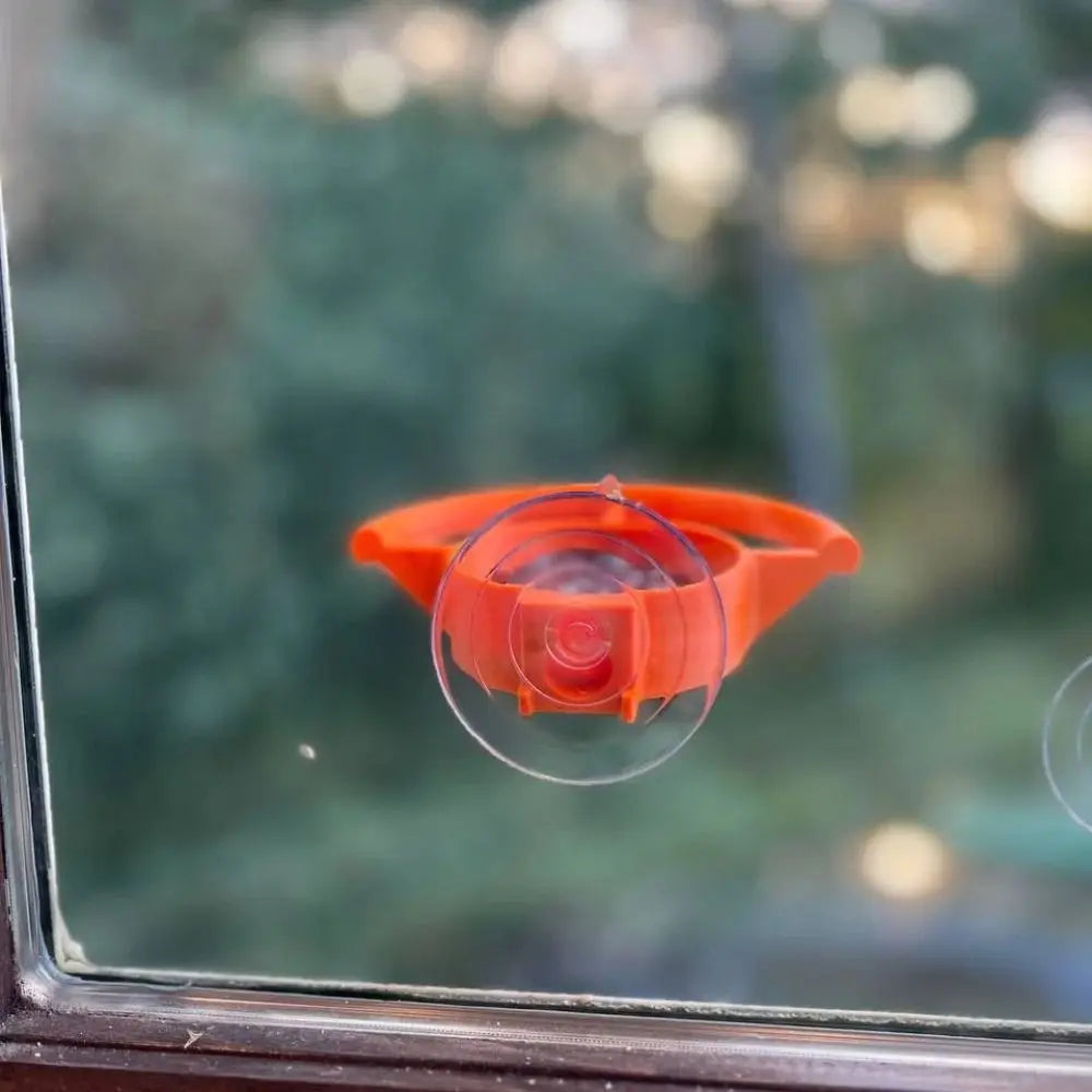 Orange Window Bird Feeder, Plastic Suction Cup Feeding Station with Water Drinker, 7 cm Mount for Bird Watching - product view 4