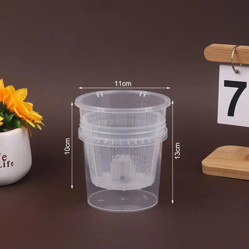 Self-Watering Plastic Flowerpot, Transparent Double-Layer Plant Pot with Water Reservoir and Root-Air Design, Flat, Air Column or Square - product view 4