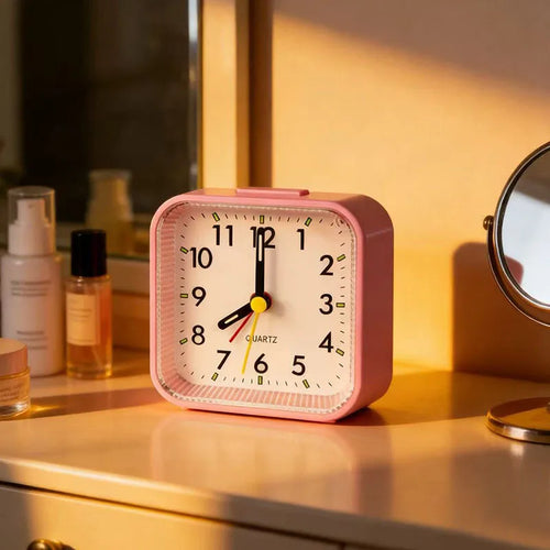 Analogue Alarm Clock, Modern Needle Display with Available Pink, White, Black, Green and Blue Colors - product view 1