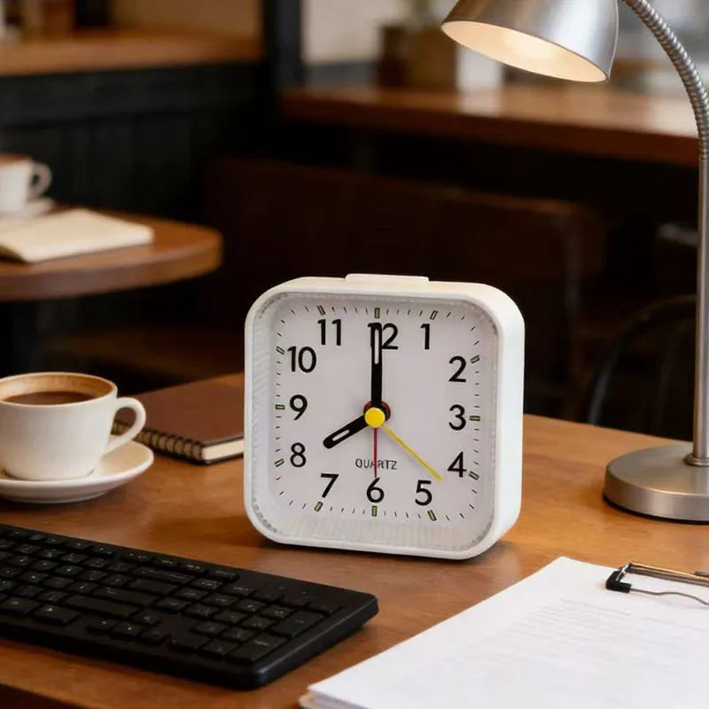 Analogue Alarm Clock, Modern Needle Display with Available Pink, White, Black, Green and Blue Colors - product view 2