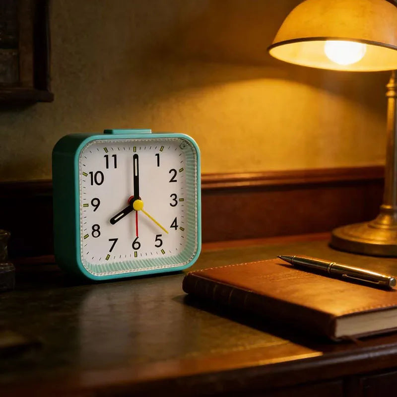 Analogue Alarm Clock, Modern Needle Display with Available Pink, White, Black, Green and Blue Colors - product view 4
