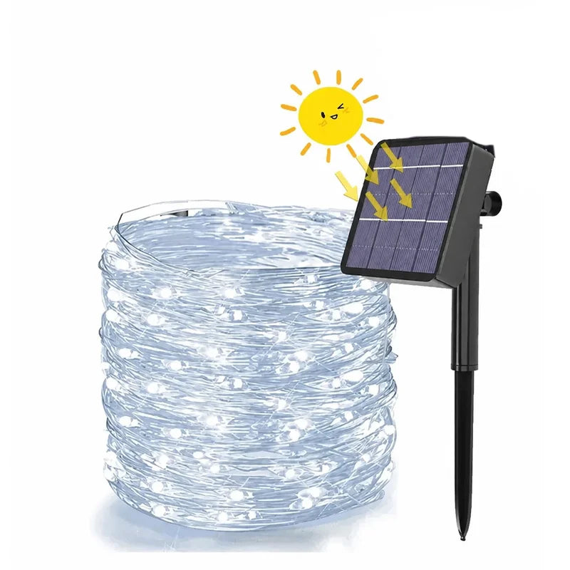 Solar String Lights, 100 LED Fairy Lights, 12-Meter Waterproof Garden Decor with 8 Lighting Modes and Color Options - product view 2