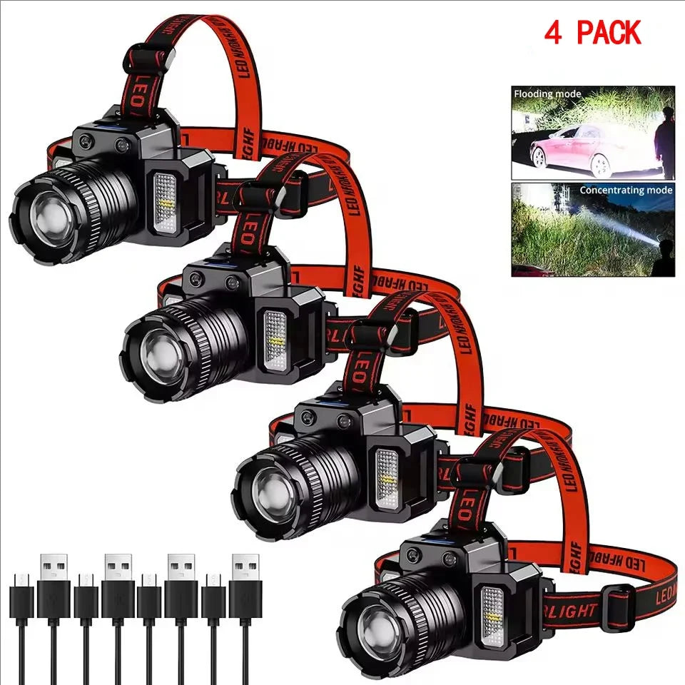 LED Sensor Headlamp, Battery-Included Head Flashlight with Style-A-4PCS or Style-B-4PCS Options for Outdoor Use - product view 2