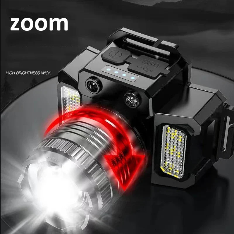 LED Sensor Headlamp, Battery-Included Head Flashlight with Style-A-4PCS or Style-B-4PCS Options for Outdoor Use - product view 4