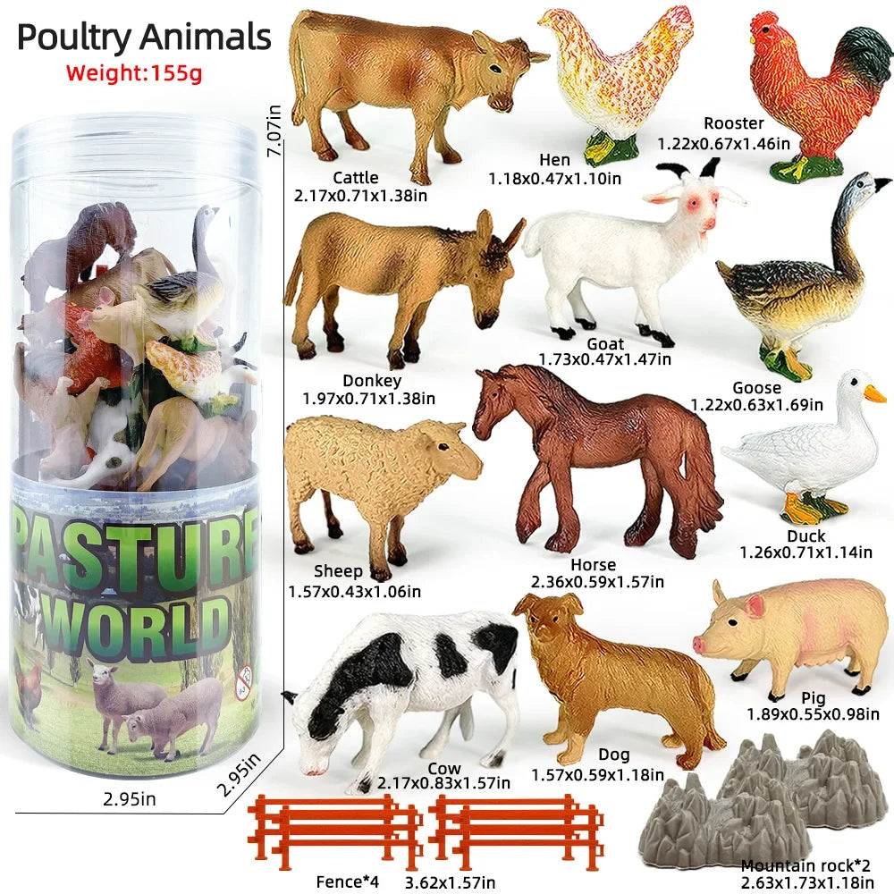 Miniature Animal Decorative Figurine Model Set, PVC Display Pieces in A, B, C, D, E, F, G or H Set Options - product view 2