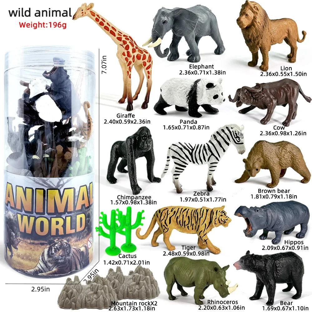 Miniature Animal Decorative Figurine Model Set, PVC Display Pieces in A, B, C, D, E, F, G or H Set Options - product view 3