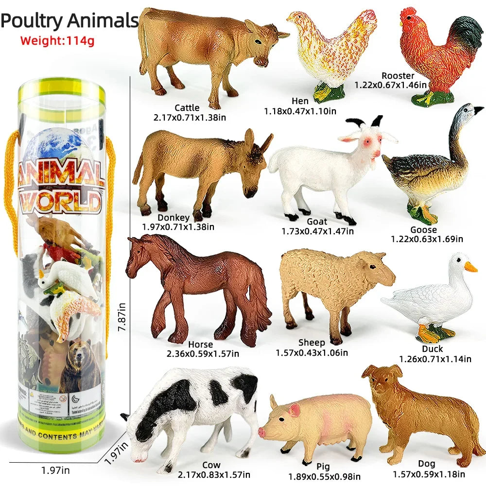 Miniature Animal Decorative Figurine Model Set, PVC Display Pieces in A, B, C, D, E, F, G or H Set Options - product view 6