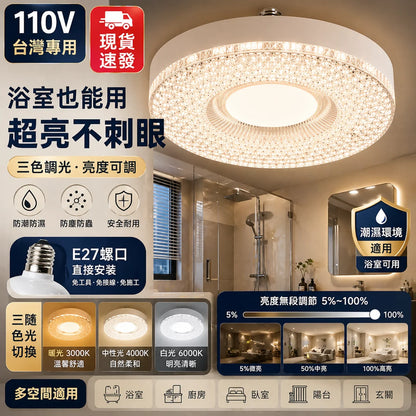 Waterproof LED Ceiling Light, Modern Plastic and PC Body, E27 Socket, 24W AC Fixture for Kitchen, Bathroom, Bedroom and Corridor - product view 4