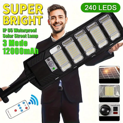 Solar Flood Light, Remote-Controlled Dimmable LED Security Lamp with 12,000mAh Battery for Driveways, Yards and Gardens - product view 1
