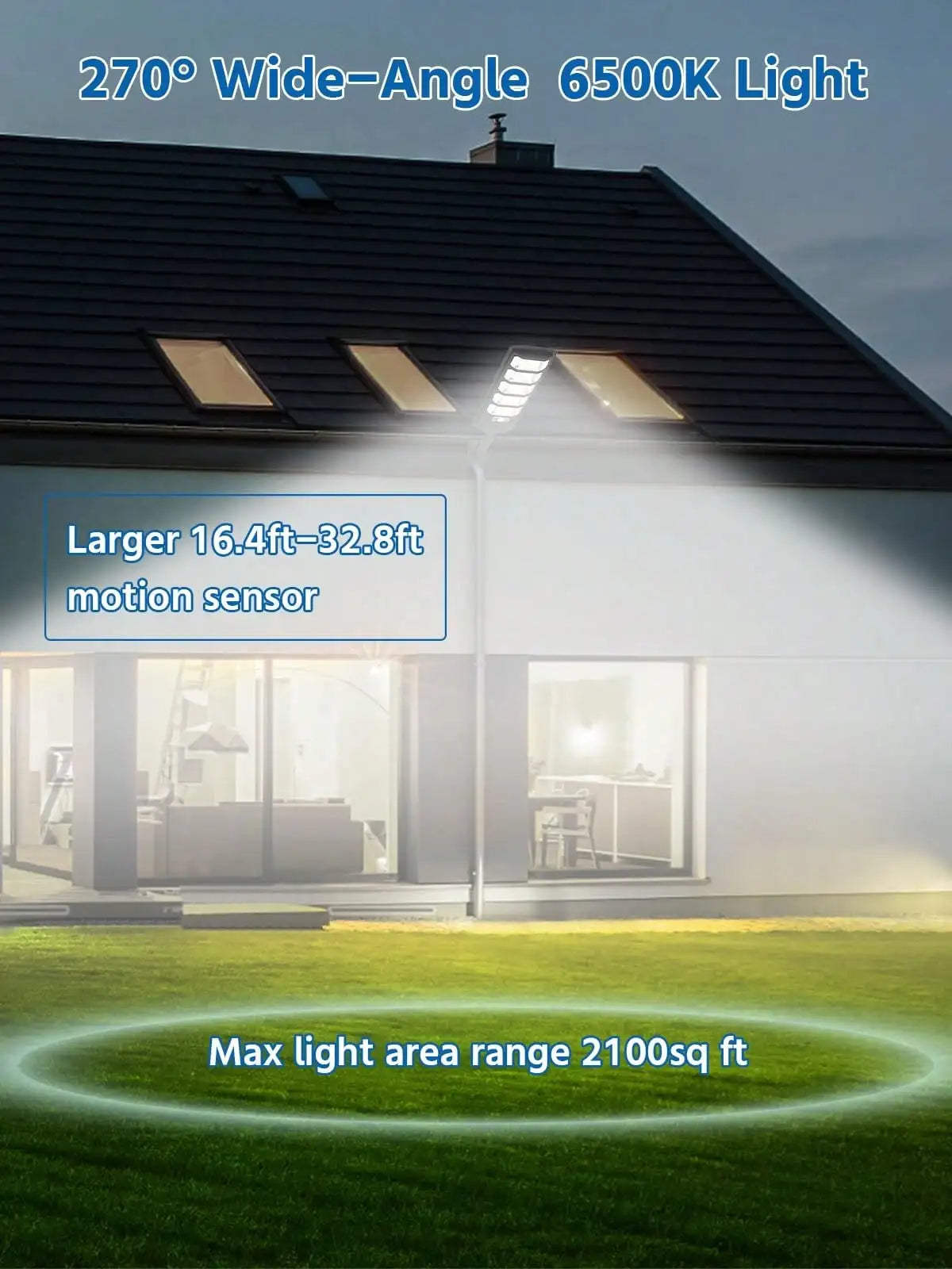 Solar Flood Light, Remote-Controlled Dimmable LED Security Lamp with 12,000mAh Battery for Driveways, Yards and Gardens - product view 4