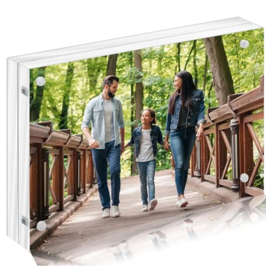Acrylic Magnetic Picture Frame, Clear Frameless Double-Sided Photo Display, 3.5 x 5 Inch 2-Pack or 5 x 7 Inch Single - product view 1