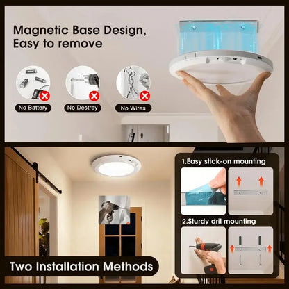 Rechargeable Motion Sensor Ceiling Light, Remote Control, 10 Brightness Levels, 3 Color Temperatures for Hallway and Patio - product view 6