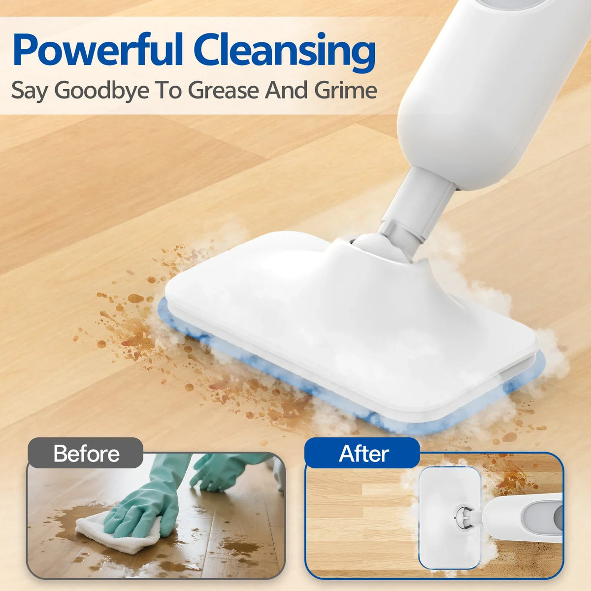 F2 6-in-1 Steam Mop, High-Temperature Floor Cleaner with Dual Steam Modes, Detachable Handle and US Plug - product view 5