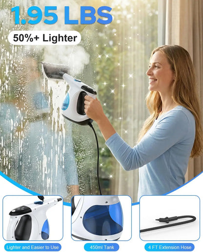 Handheld Steam Cleaner, 3-Second Heat, 3-Level Steam Control, 230°F Jet, Safety Lock, Attachments for Floors and Stovetops - product view 3