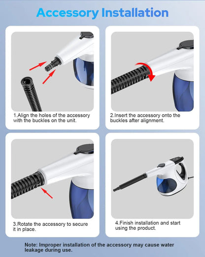 Handheld Steam Cleaner, 3-Second Heat, 3-Level Steam Control, 230°F Jet, Safety Lock, Attachments for Floors and Stovetops - product view 6
