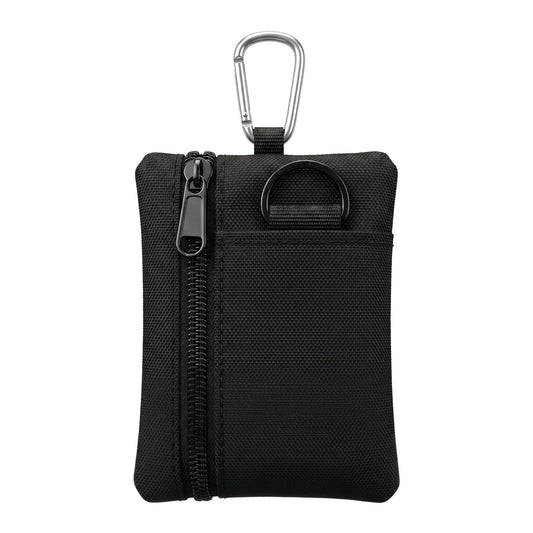 Mini Travel Wallet, Splash-Resistant Oxford Cloth Pouch with Carabiner, D-Ring, MOLLE Webbing, Zipper, 9 × 11 × 1.2 cm - product view 1