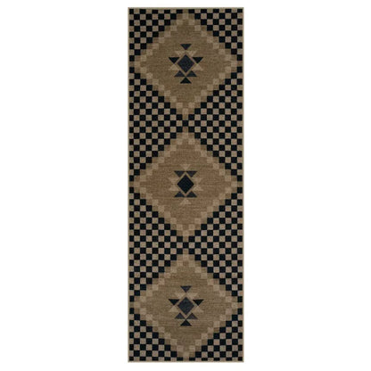 Geometric Runner Rug, 100% Polyester Machine-Made Carpet with PVC Backing, Anti-Slip Fade-Resistant for Hallways and Kitchens - product view 1