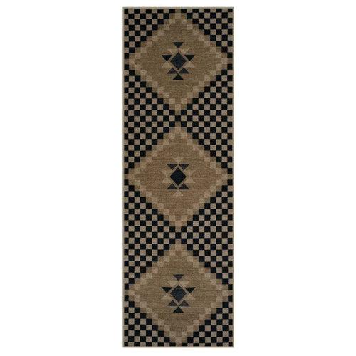 Geometric Runner Rug, 100% Polyester Machine-Made Carpet with PVC Backing, Anti-Slip Fade-Resistant for Hallways and Kitchens - product view 1