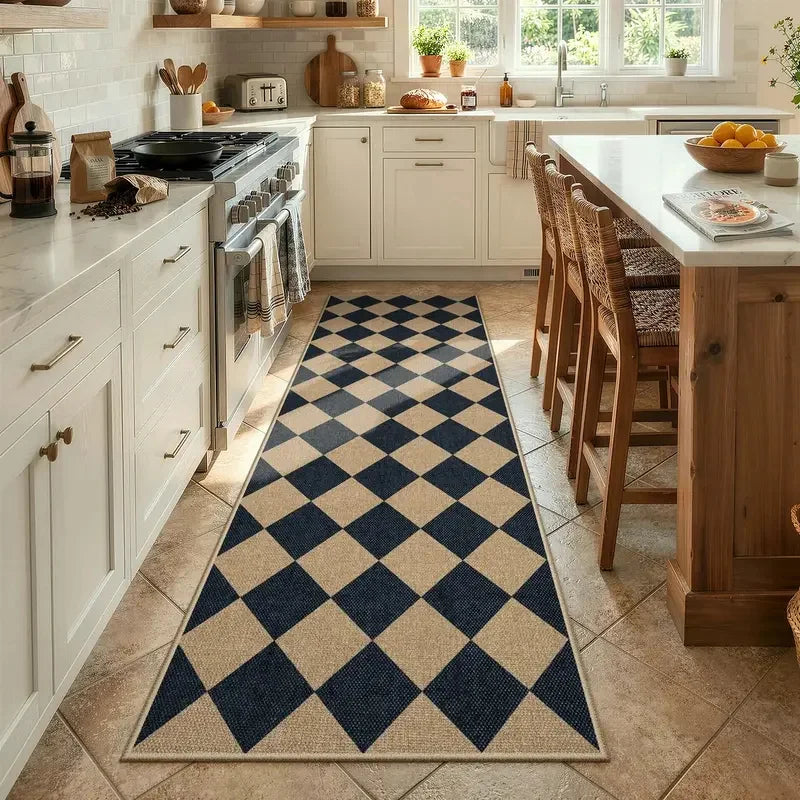 Geometric Runner Rug, 100% Polyester Machine-Made Carpet with PVC Backing, Anti-Slip Fade-Resistant for Hallways and Kitchens - product view 3