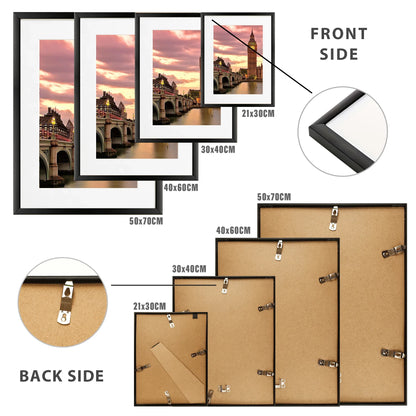 Black Aluminum Picture Frame Set, 3-Piece Rectangle Gallery Wall Frames with Mats, Multiple Sizes for Photos and Posters - product view 6