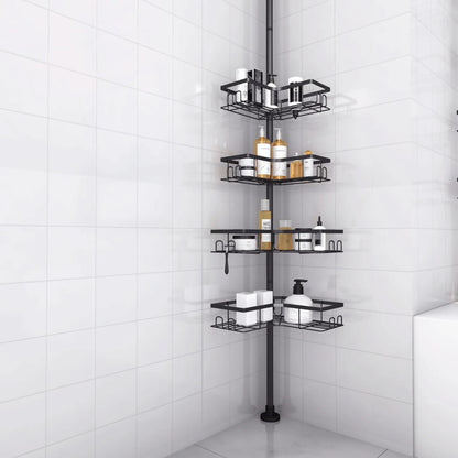 No-Drill Adhesive Shower Caddy, Metal Corner Bathroom Storage Rack for Toiletries and Bath Essentials, A103 - product view 1