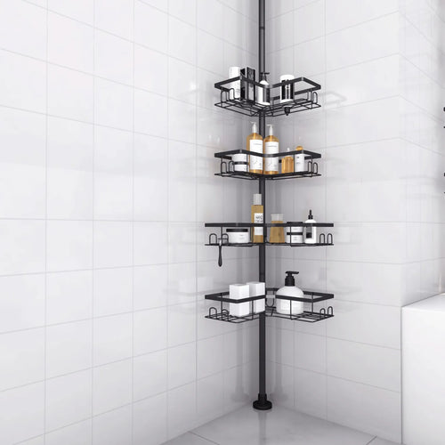No-Drill Adhesive Shower Caddy, Metal Corner Bathroom Storage Rack for Toiletries and Bath Essentials, A103 - product view 1