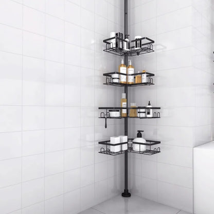 No-Drill Adhesive Shower Caddy, Metal Corner Bathroom Storage Rack for Toiletries and Bath Essentials, A103 - product view 3