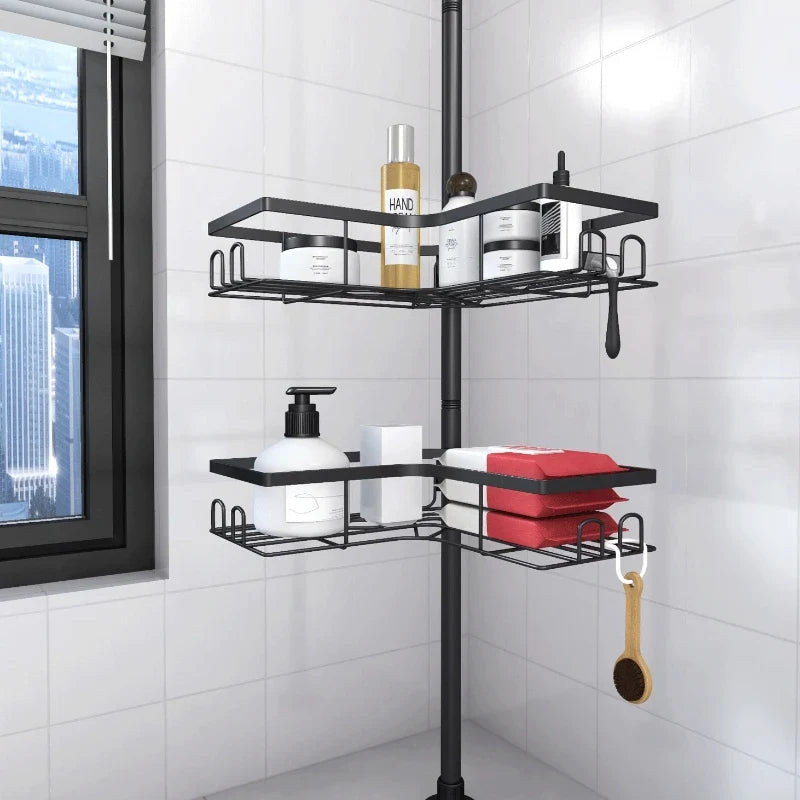 No-Drill Adhesive Shower Caddy, Metal Corner Bathroom Storage Rack for Toiletries and Bath Essentials, A103 - product view 5