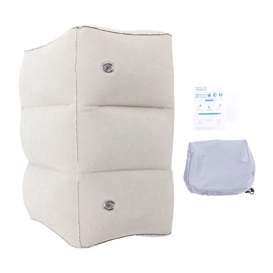 Inflatable Travel Foot Rest Pillow, Adjustable 3-Level Air Leg Rest with Washable PVC Flocking for Airplane and Car - product view 1