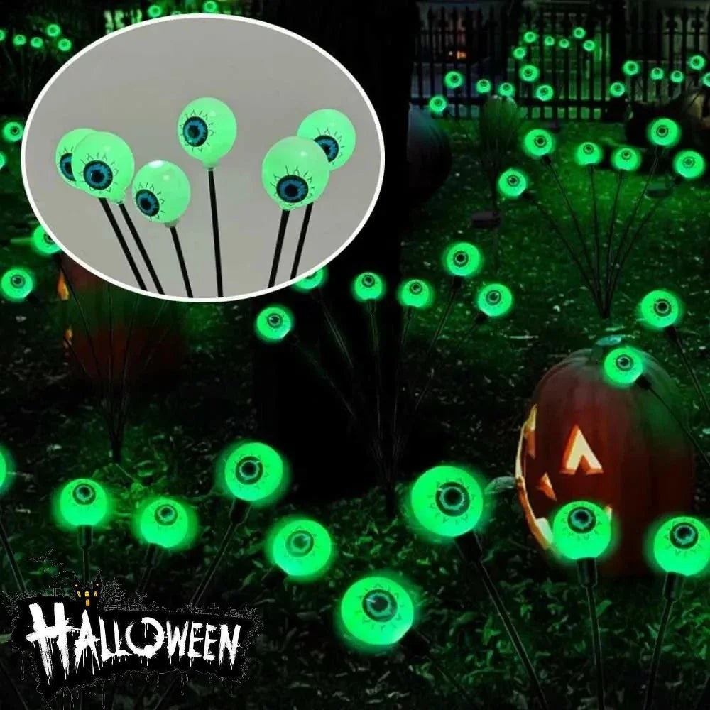Solar Scary Eyeball Pathway Lights, Green Emitting Color, Dual Modes, 6/8/10 LED Options for Halloween Yard Garden Decor - product view 2