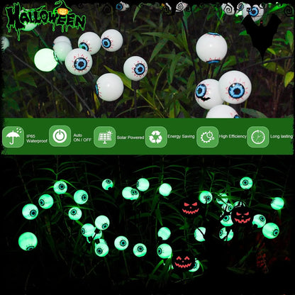 Solar Scary Eyeball Pathway Lights, Green Emitting Color, Dual Modes, 6/8/10 LED Options for Halloween Yard Garden Decor - product view 6