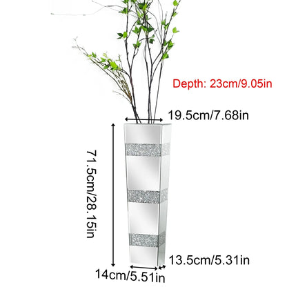 Modern Crystal Diamond Floor Vase, Mirrored Glass Décor, Large Size, 28.15-Inch Statement Accent for Living Rooms - product view 2