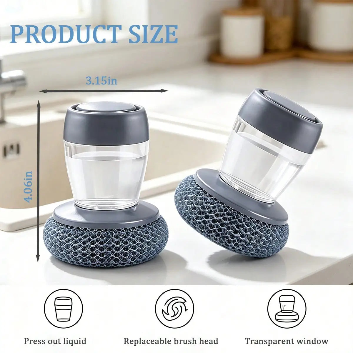 soap dispensing dish brush - product view 6