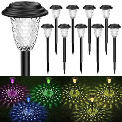 Solar RGB Pathway Lights, LED Landscape Lighting, Self-Contained 10-Pack for Modern Garden Walkways and Yards - product view 1