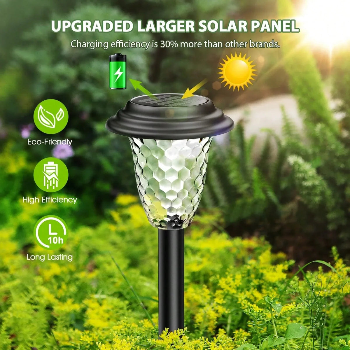 Solar RGB Pathway Lights, LED Landscape Lighting, Self-Contained 10-Pack for Modern Garden Walkways and Yards - product view 4