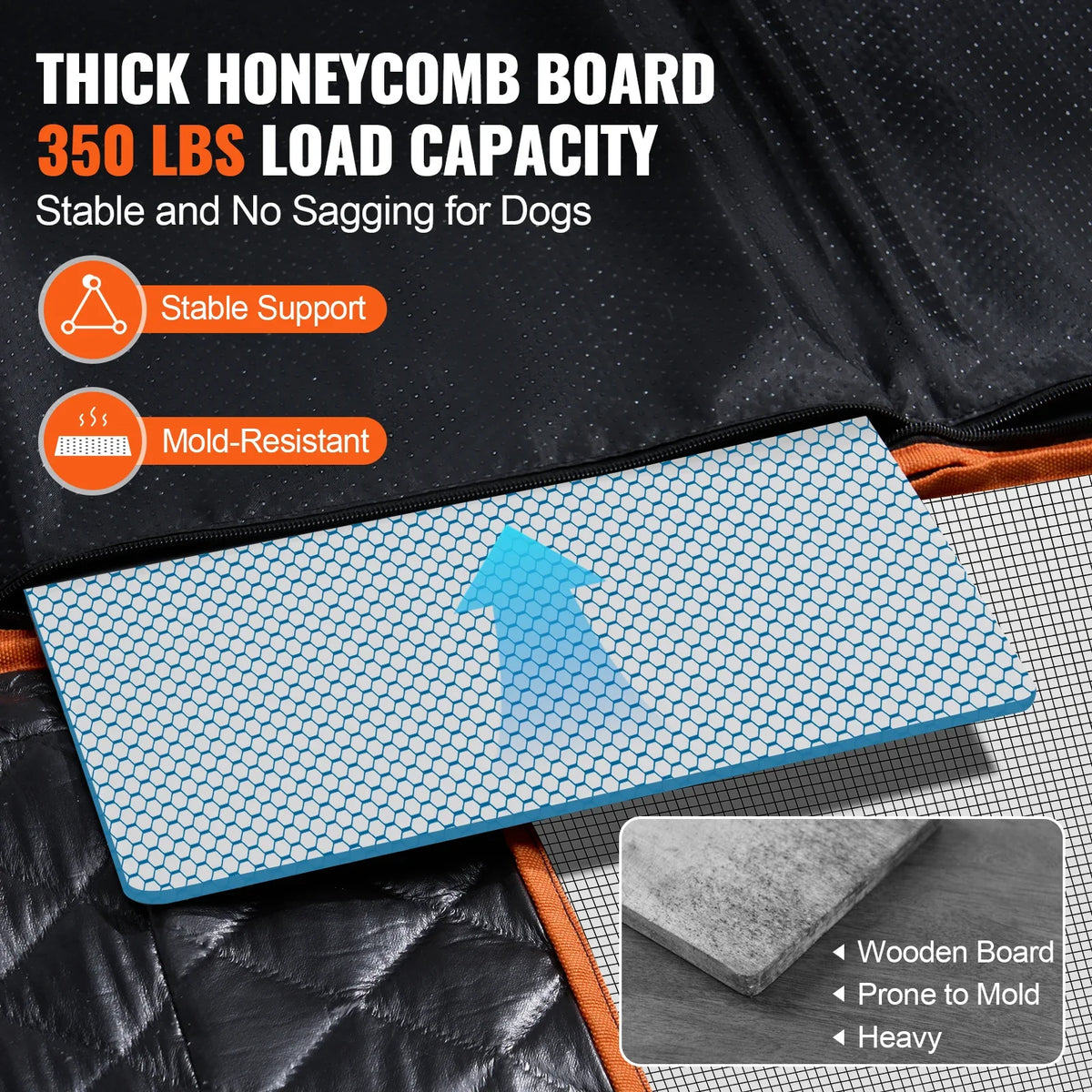 Dog Car Bed Back Seat Extender, Waterproof Nylon Cover with Mesh Window, Safety Belt and Storage Pocket for Comfortable Travel - product view 5