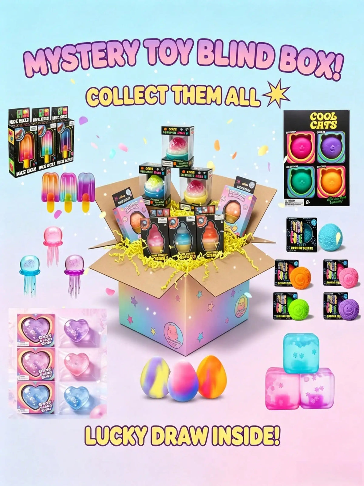 Random Squishy Blind Bag, Slow-Rebound Cute Collectible Fidget Toy, 1-Piece Surprise Gift for Stocking Stuffers - product view 3