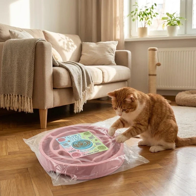 Slow Feeder Dog Bowl, Maze-Pattern Anti-Gulping Pet Food and Water Dish, Non-Slip Design, 19.5 x 19.5 x 3.5 cm - product view 3