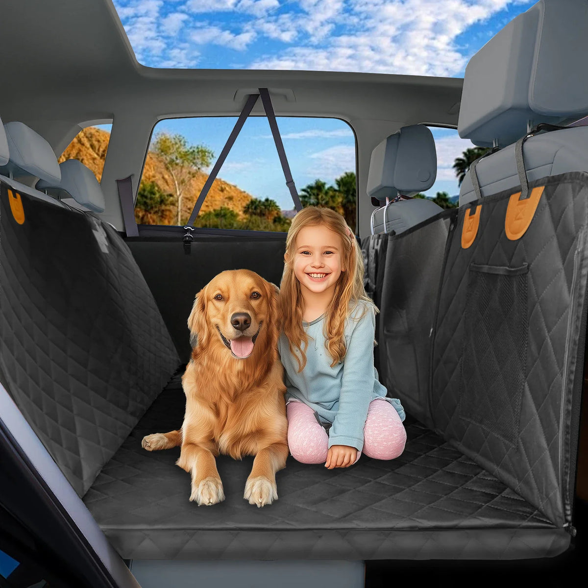 Waterproof Dog Car Hammock, Backseat Extender with Mesh Window, Side Flaps, Storage Pocket and Foldable 100kg Support - product view 2