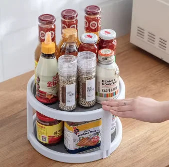 Two-Tier Rotating Spice Organizer, Adjustable-Height Lazy Susan Rack, Holds Up to 40 Bottles for Pantry or Countertop - product view 1